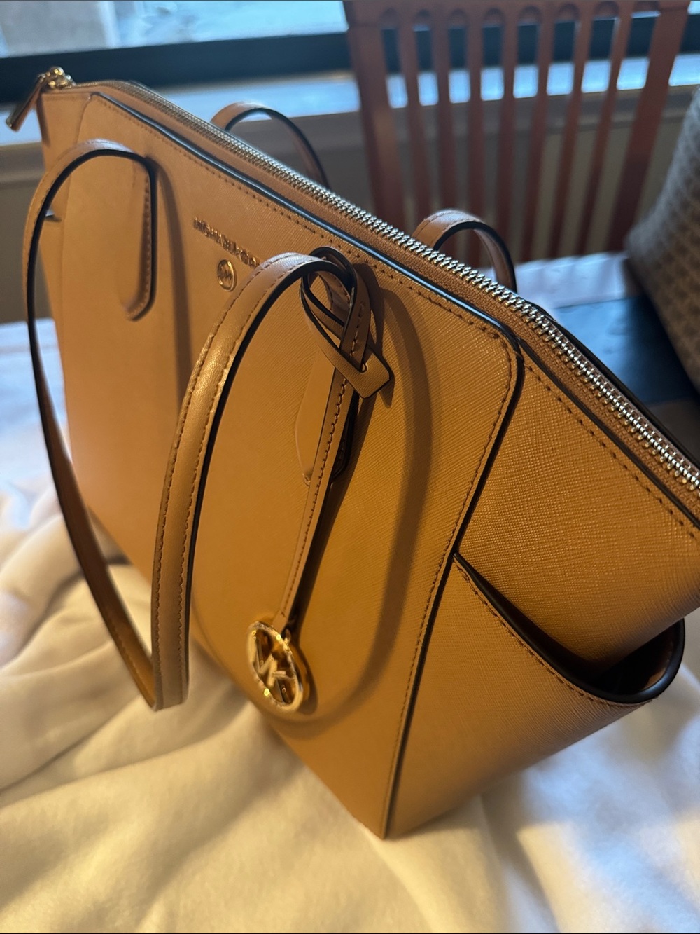 Michael Kors Camel Saffiano Leather Tote - Picture 4 of 12